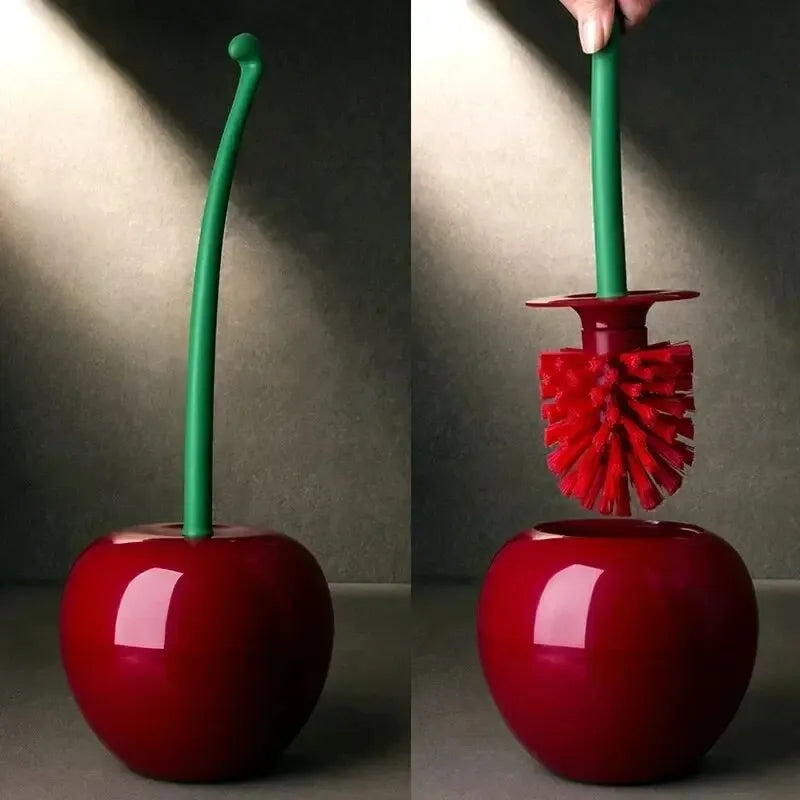 Cherry Toilet Brush Set - Adorable, Creative Bathroom Accessory with Matching Holder (1PC)