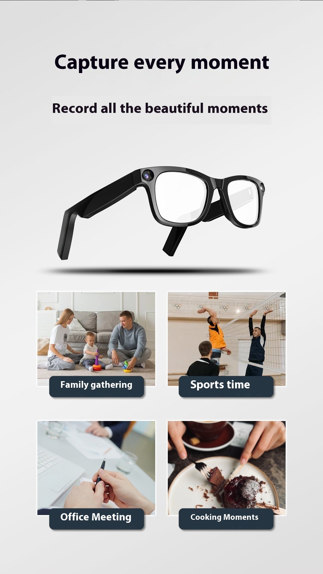 AI Camera Smart Glasses – HD Video, Translation & Object Recognition